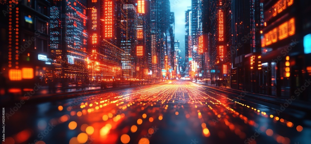 Futuristic Cityscape with Glowing Lights Futuristic Cityscape with Glowing Lights