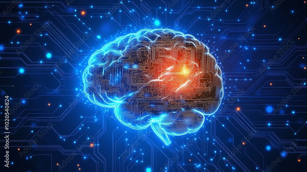 human brain illuminated by a processor in the context of big data and artificial intelligence, symbolizing the integration of human intellect with advanced machine learning technologies human brain illuminated by a processor in the context of big data and artificial intelligence, symbolizing the integration of human intellect with advanced machine learning technologies