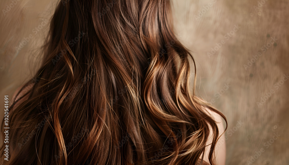Fototapeta premium Long brown hair. Back view