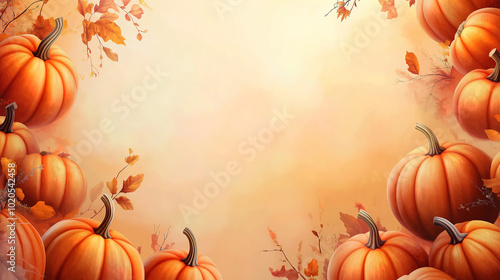 Thanksgiving Holiday Party Decoration Featuring a Cozy Autumn Pumpkin Background