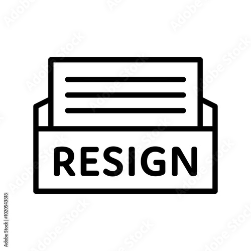 Resignation letter icon, employee resign letter simple icon
