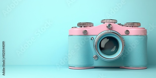 Pink and Blue Instant Camera, Artistic Photography Equipment photo