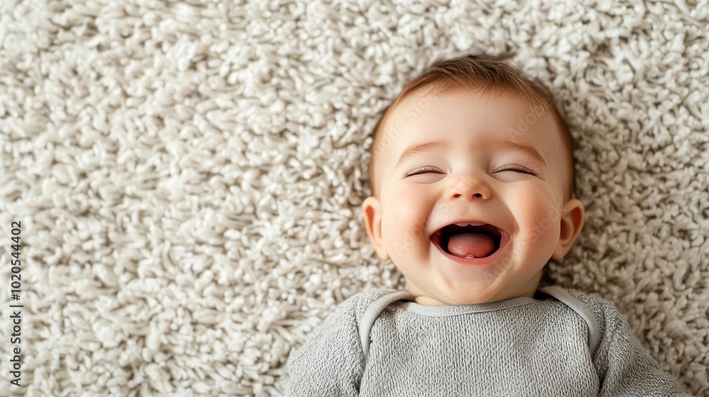 Baby enjoying tummy time, lifting its head and smiling proudly, baby, tummy time Baby enjoying tummy time, lifting its head and smiling proudly, baby, tummy time