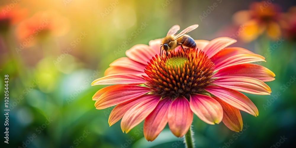 Flower blooming and pollination process with colorful pollen grains Flower blooming and pollination process with colorful pollen grains
