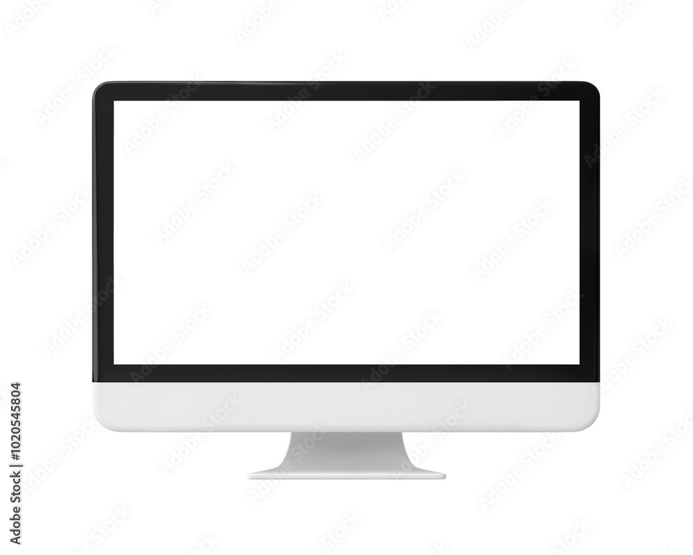 3D computer png clipart, white screen with design space 3D computer png clipart, white screen with design space