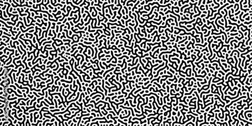 Organic seamless patterns with rounded lines Diffusion reaction background. Monochrome background of natural organic forms motion. Overlay template abstract Turing organic wallpaper background.