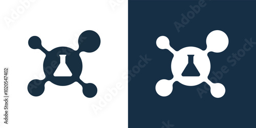 Laboratory beaker logo. Lab flask logo.