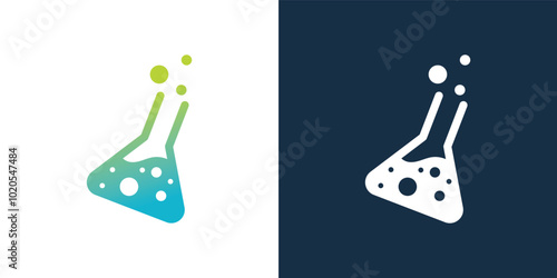 Laboratory beaker logo. Lab flask logo.