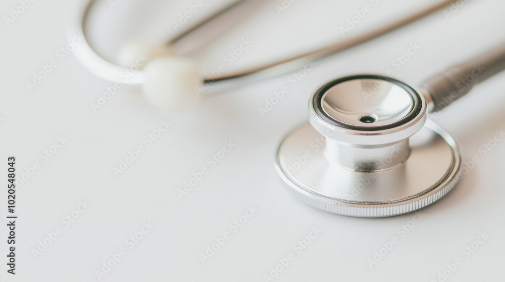 A close up view of silver stethoscope, symbolizing healthcare and medical professionalism. This image captures essential tool used by doctors and nurses in patient examinations A close up view of silver stethoscope, symbolizing healthcare and medical professionalism. This image captures essential tool used by doctors and nurses in patient examinations