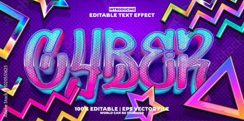 Cyber editable text effect in new modern trend style