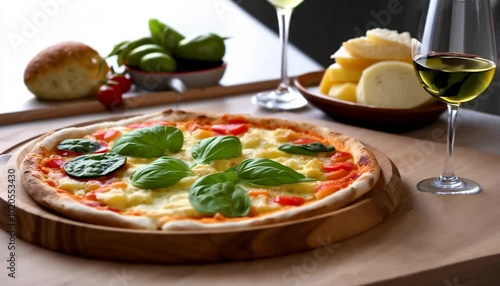 pizza with mushrooms and cheese