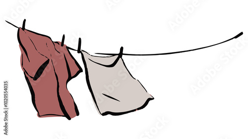 Valokuva Hanging clothes png sticker, drawing illustration, transparent background