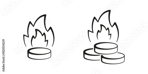 Hexamine Fuel Tablet Vector Icons. Burning Tablets Icon set