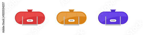 Fuel Tank Flare Vector Set. Diesel, Petrol and Ethanol Vector Set