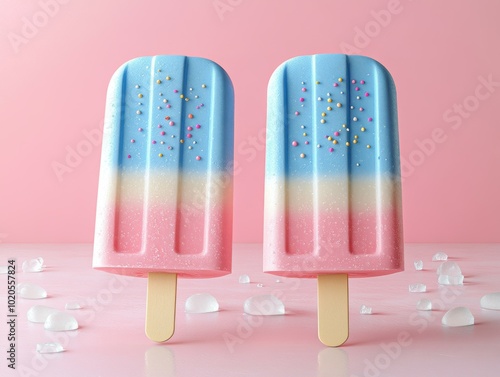 Ice Cream Popcicles, Dessert Treat, Colorful Snack photo