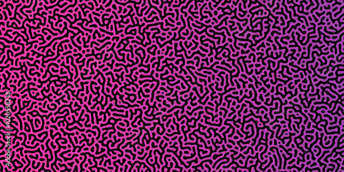 Abstract Reaction-diffusion Turing pattern natural texture pink gradient color scheme. Linear design with biological algorithm psychedelic background. Reaction-diffusion or truing patter