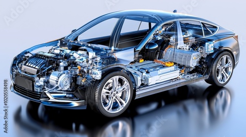 Hybrid Electric Engine Cross Section Illustration