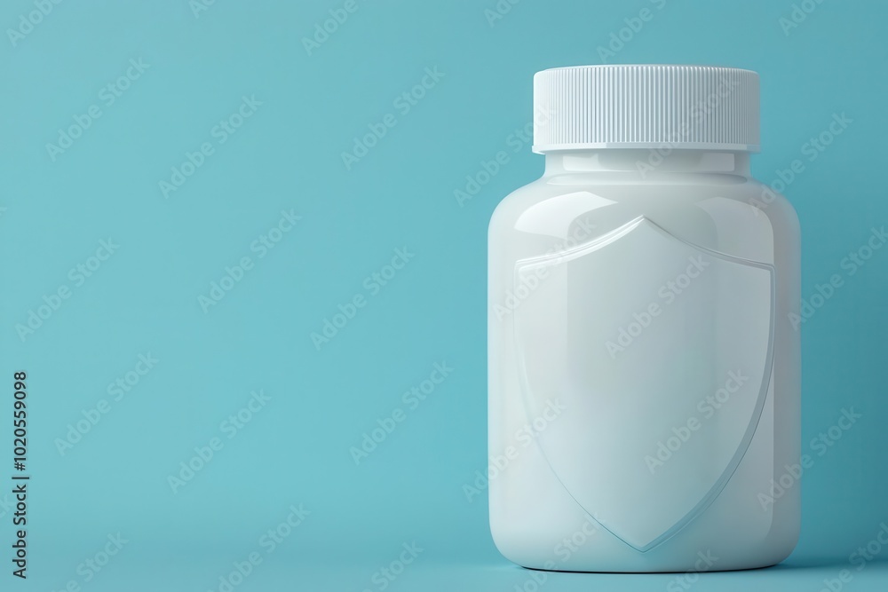 Allergy medication packaging with a shield icon, suggesting defense against allergens, shield drug, allergy protection Allergy medication packaging with a shield icon, suggesting defense against allergens, shield drug, allergy protection