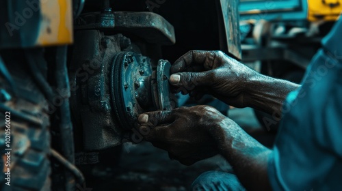 A Mechanic's Hands Working on a Large Machine