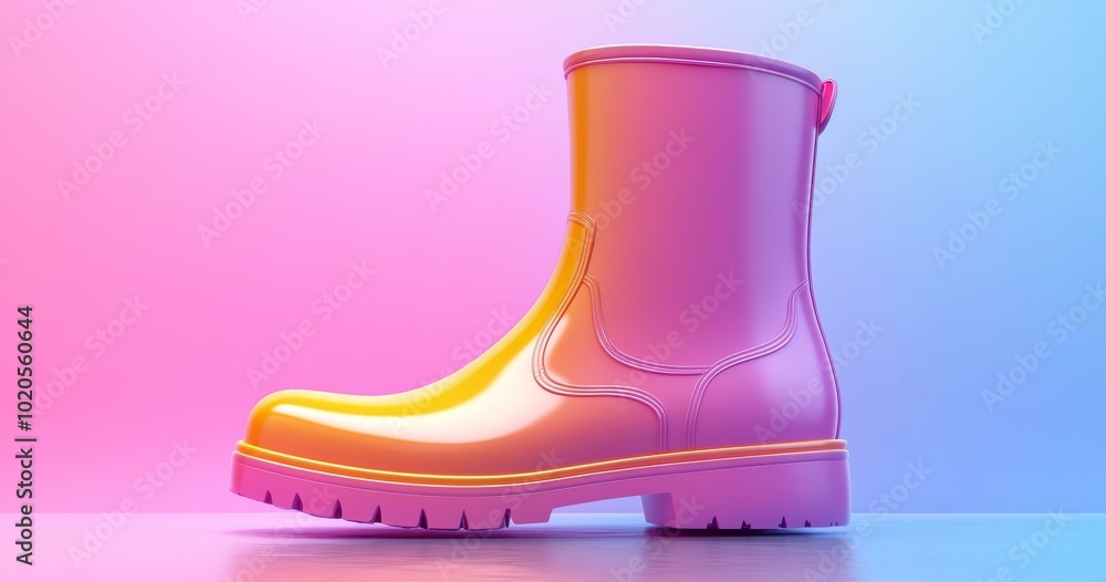 Pink Rubber Rain Boot, Unique Design, Fashion Statement Pink Rubber Rain Boot, Unique Design, Fashion Statement