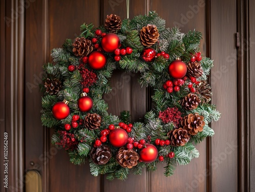 christmas wreath on the door photo