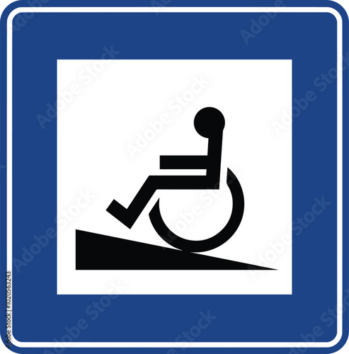 Ramp Pedestrian Overpass, Road signs in Turkey. Standard traffic signs on Turkish highways. (Turkish: Karayollari standart trafik isaret levhalari, Bilgi isaretleri)