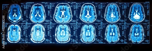 Detailed Multiplane MRI Scans of Human Brain Anatomy Showing Cerebrum Structure for Medical Diagnosis,Neuroscience Research,and Healthcare Analysis photo