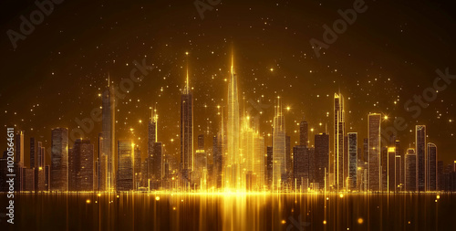 abstract background gold city Generative AI	
