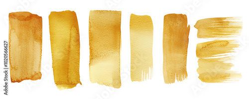 A collection of hand-drawn gold watercolor stripes in various shapes and textures photo