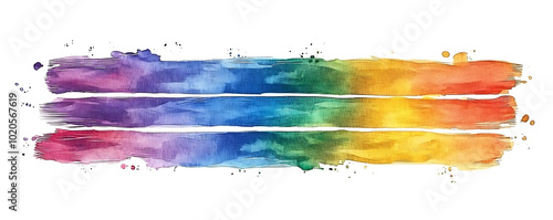 A vibrant collection of hand-drawn multicolor watercolor stripes photo