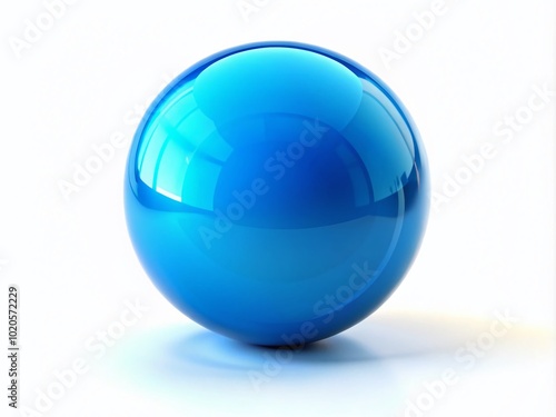 A single blue sphere on a stark white background, suitable for abstract graphics, illustrations, and design,