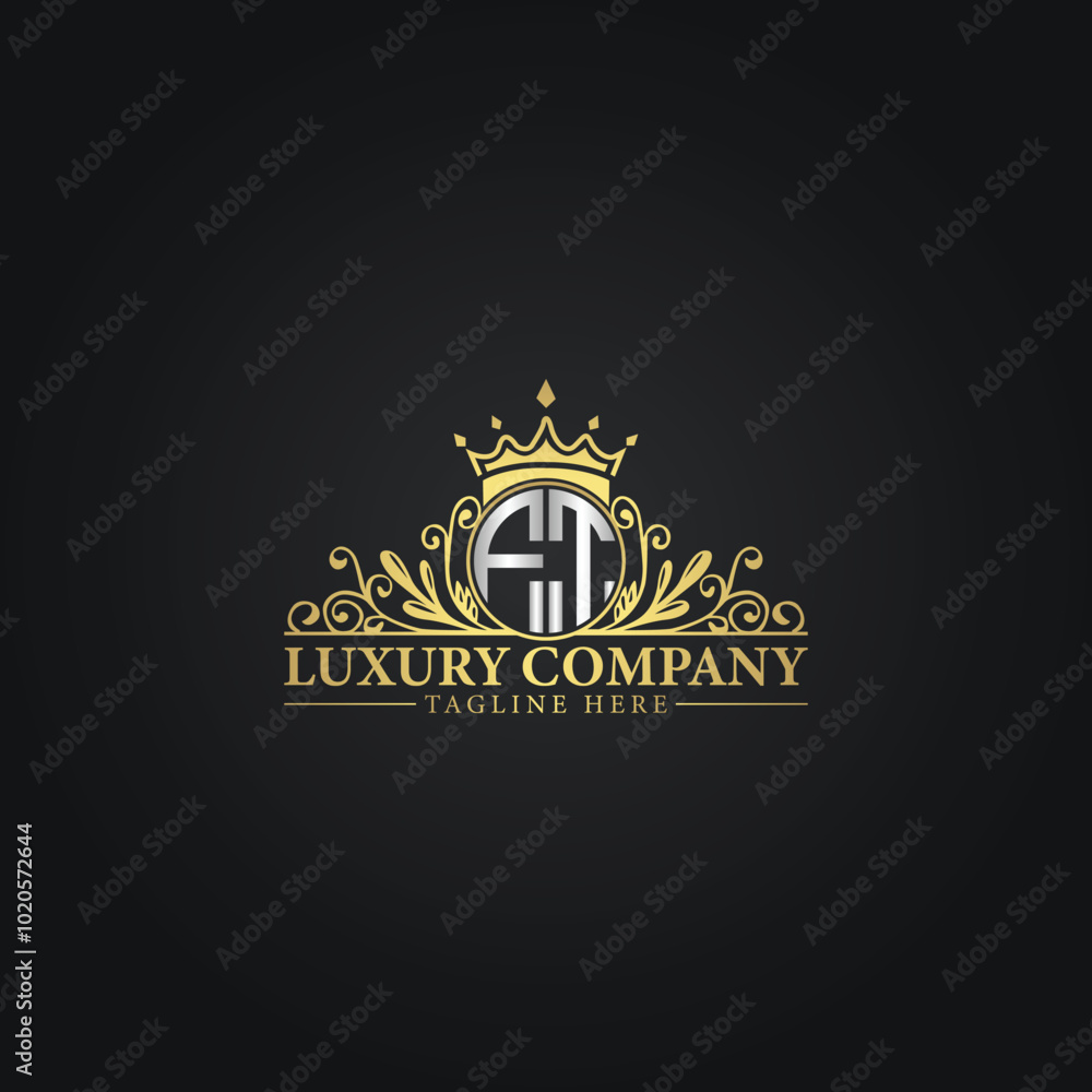 Fototapeta premium Luxury Crown Logo with Elegant Flourishes and Monogram