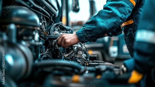 Mechanic's Hand Inspecting Engine Components