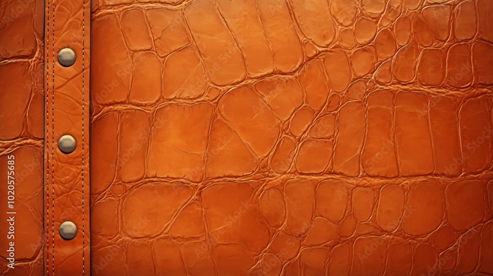 Close-up of orange textured faux leather with metallic buttons Close-up of orange textured faux leather with metallic buttons
