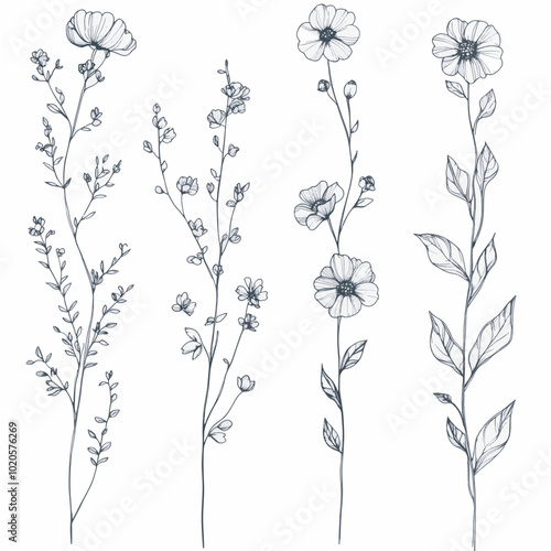 minimal botanical graphic sketch drawing