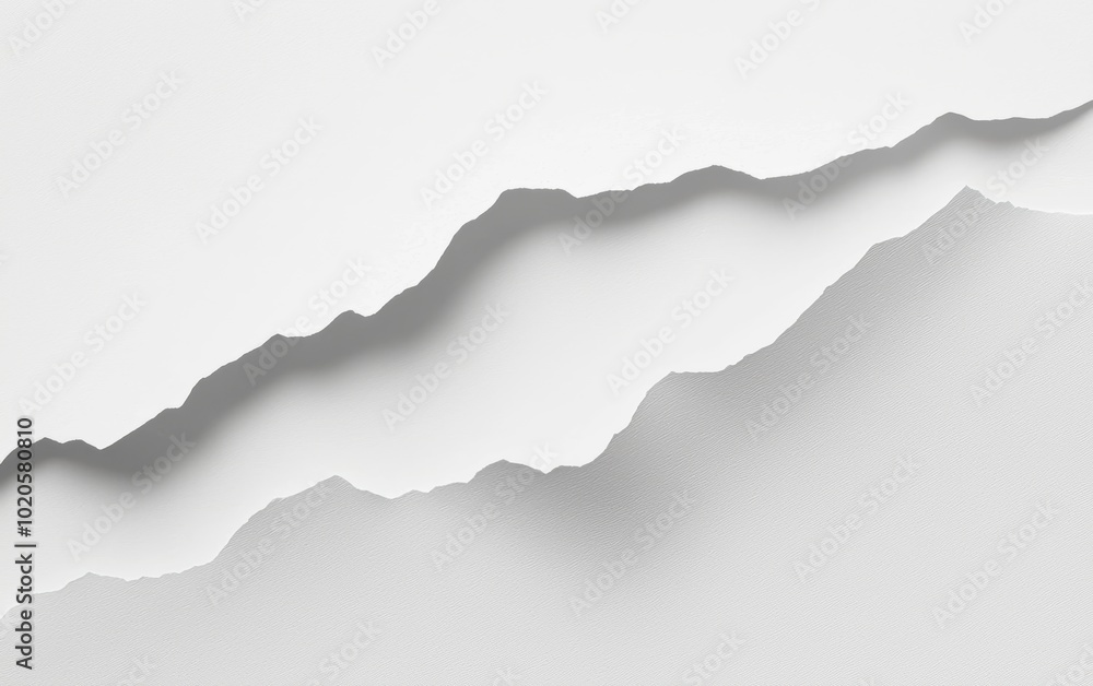Jagged tear in white paper with soft shadows, blank space in the middle, ideal for creating eye-catching designs, banners, or marketing visuals Jagged tear in white paper with soft shadows, blank space in the middle, ideal for creating eye-catching designs, banners, or marketing visuals