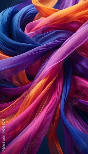 abstract colorful background, colorful flowing fabrics in dynamic composition