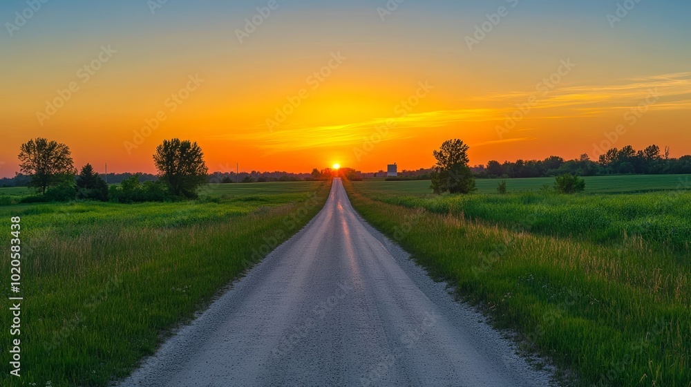 sunset over the road sunset over the road