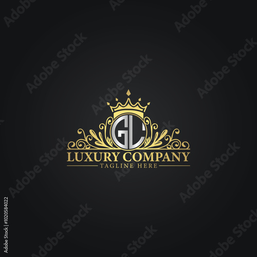 Royal Luxury Company Logo Design with Gold Elements