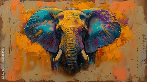 Abstract-style elephant with bold brush stroke. AI generated photo