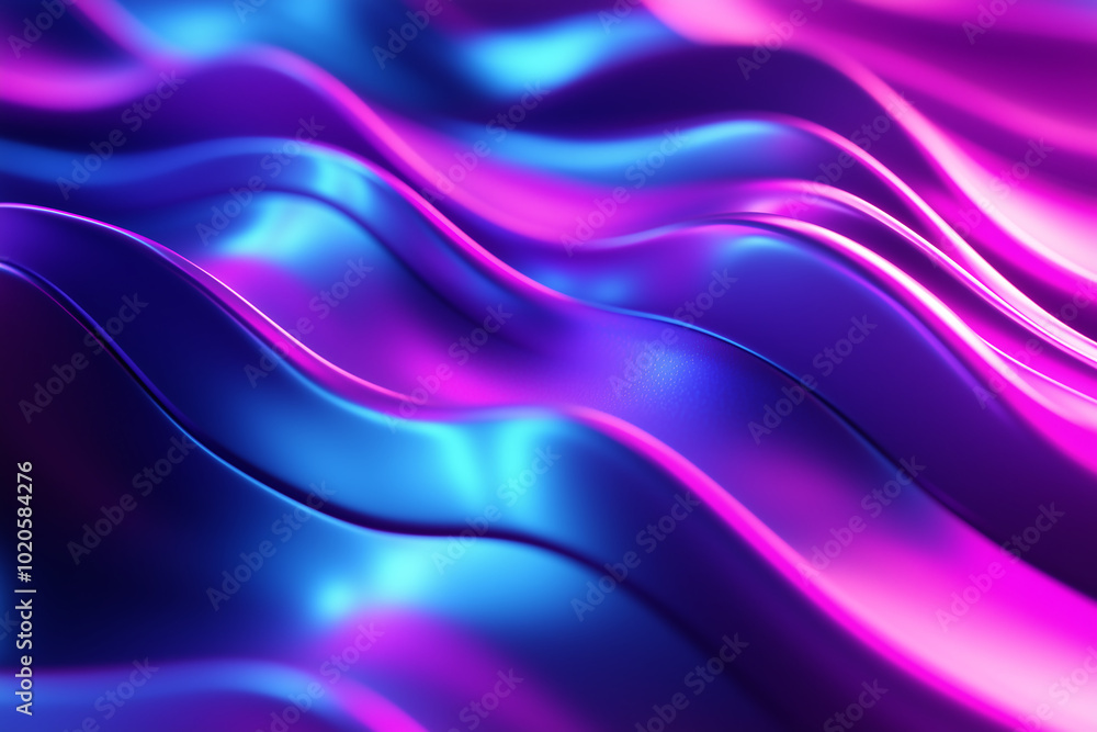 Abstract 3D Render of Shimmering Blue and Purple Waves of Metallic Fabric Abstract 3D Render of Shimmering Blue and Purple Waves of Metallic Fabric
