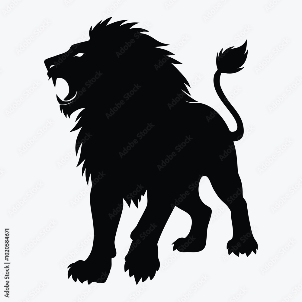 Lion Side View Hunting Silhouette Vector Illustration Lion Side View Hunting Silhouette Vector Illustration