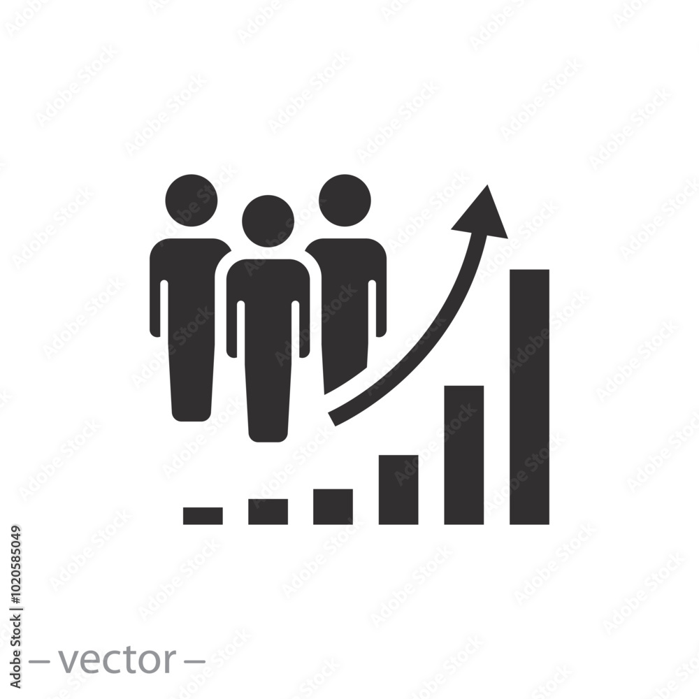 increase social development, population growth icon, global demography, flat vector illustration increase social development, population growth icon, global demography, flat vector illustration