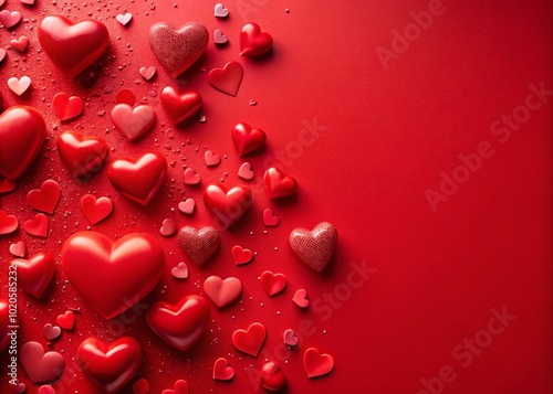 Create charming Valentine's Day banners and greeting cards with a stunning red backdrop sprinkled with hearts, perfect