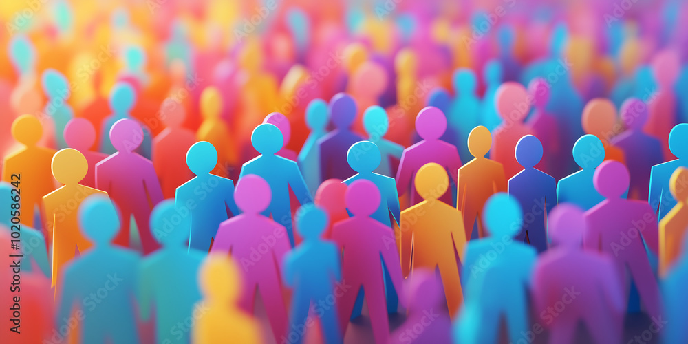 Abstract Representation of a Colorful Crowd of People, Symbolizing Diversity and Unity Abstract Representation of a Colorful Crowd of People, Symbolizing Diversity and Unity