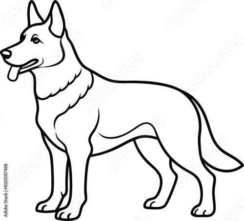 German Shepherd Dog Line art Contour vector illustration Continuous line drawing.