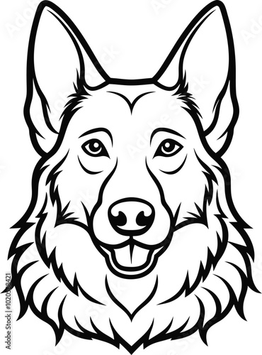 German Shepherd Dog Line art Contour vector illustration Continuous line drawing.