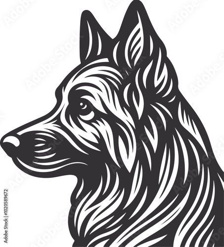 German Shepherd Dog Line art Contour vector illustration Continuous line drawing.