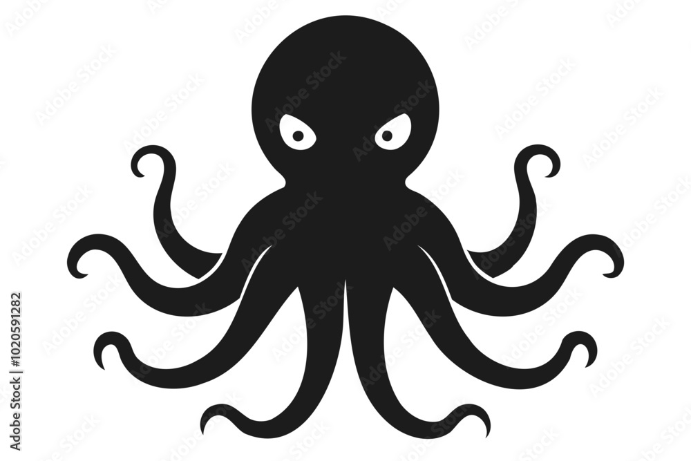 A Vector Illustration of an octopus silhouette in black color, a vector art illustration A Vector Illustration of an octopus silhouette in black color, a vector art illustration