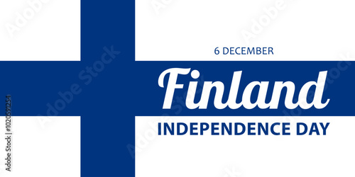 Finland Independence Day, vector design for greeting card, poster or banner. Text Finland Independence Day, 6 december on the background of Finnish flag.